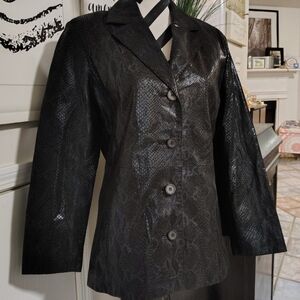 Adler Collection Leather Blazer Faux Snakeskin Print Women's Medium Indie Sleaze